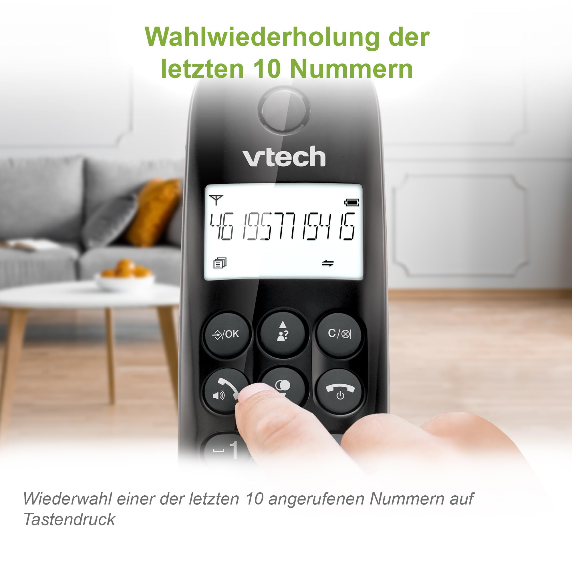 VTech CS1401 DECT Schnurloses Telefon 2 Mobilteile mit Anrufersperre, Freisprecheinrichtung, Anrufererkennung/Anklopffunktion, Hintergrundbeleuchtung Display, ECO-Modus Geringe Strahlung, Schwarz