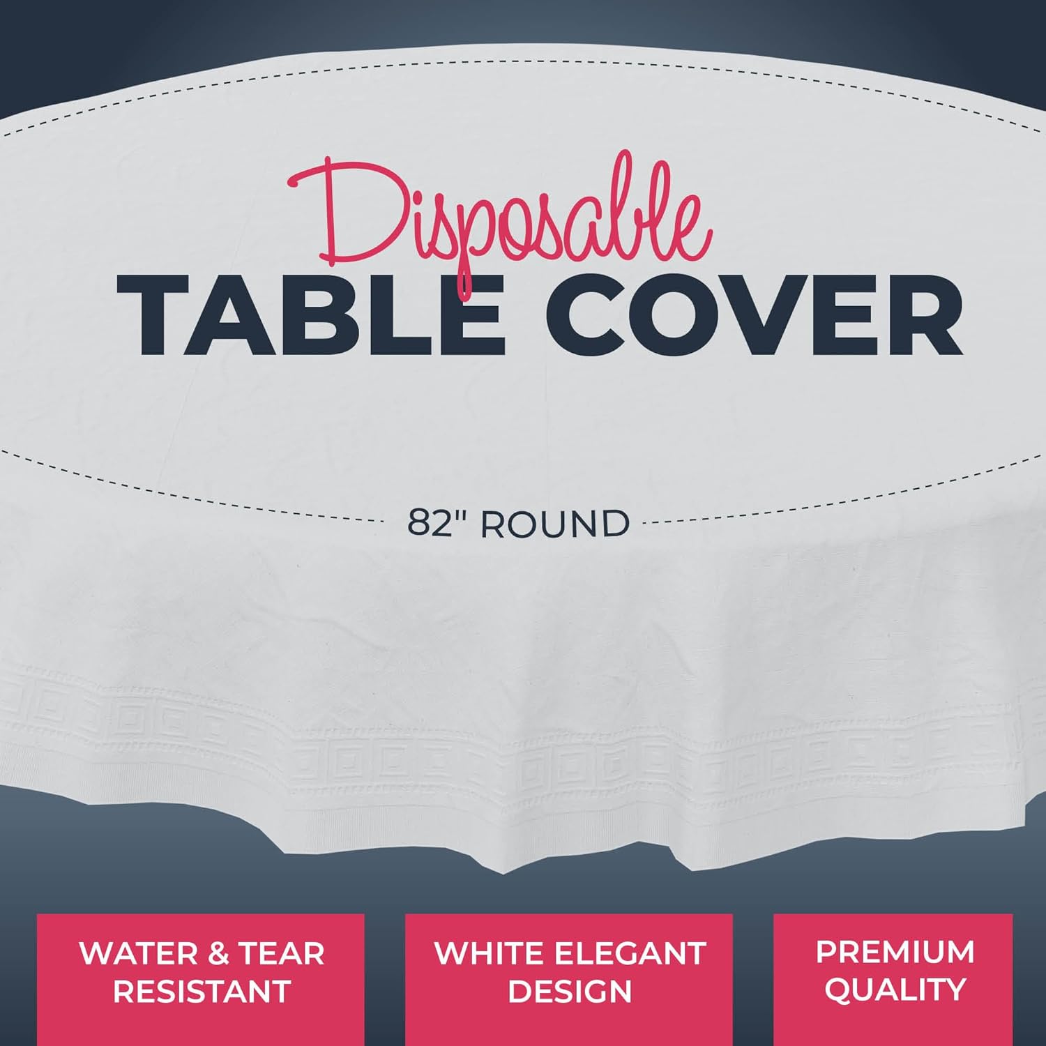 Paper Tablecloths for Round Tables | 82" - 10 Pack | White Paper & Plastic Disposable Table Cloths