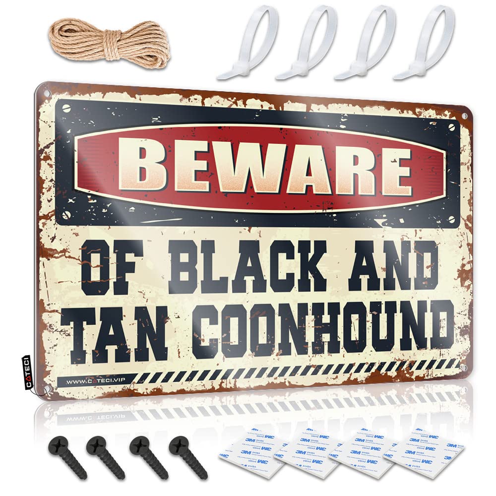 Beware Of Black And Tan Coonhound Farmhouse Signs Tapestry Decorative | Optical Illusion Trespassing Hanging Art For Outdoor Living Room(20X30CM)