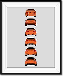 BMW M3 Generations Rear View Inspired Poster Print Wall Art Handmade Decor of the History and Evolution of the M3 (BMW Car Models: E30, E36, E46, E92, F80, G80) (Unframed)