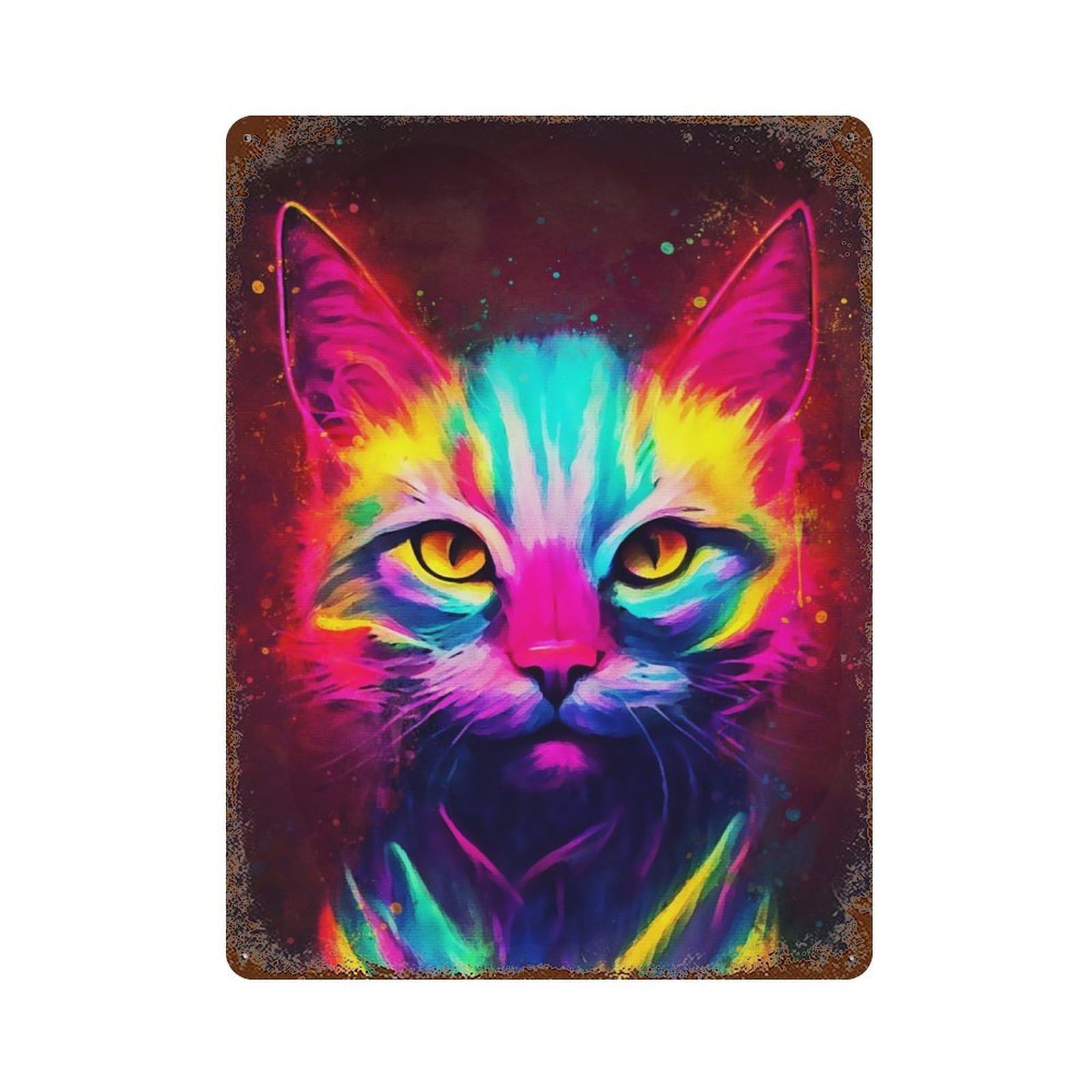 Decorative Tin Sign Cat Watercolors 15.7"x11.8", Novelty Wall Decor for Shed, Workshop And Garage Wall Decor