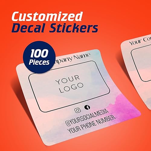 Vista 163 de DayStar Custom Signs & Design, Paquete de 60 calcomanías rectangulares personalizadas de vinilo personalizadas para logotipo de pequeñas empresas