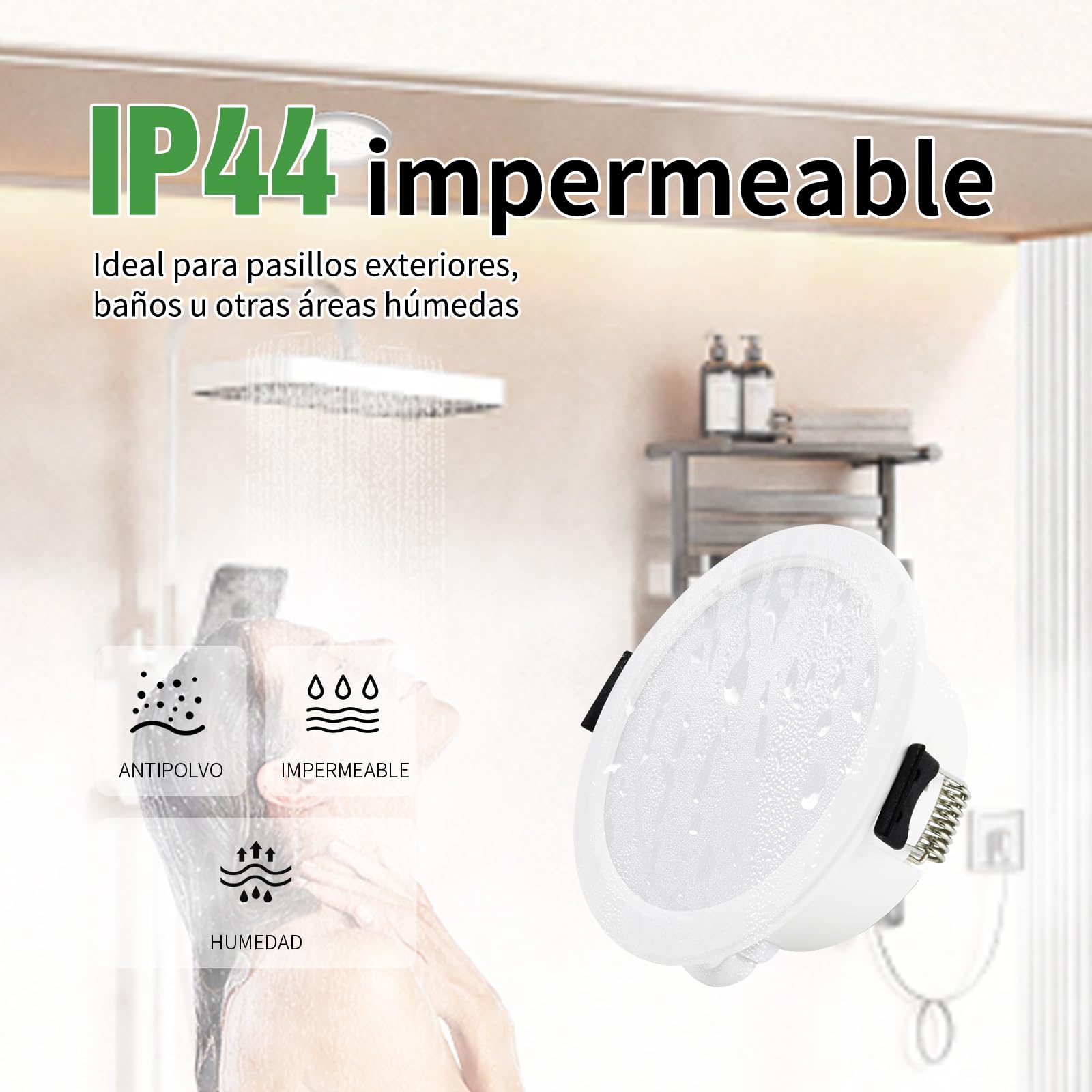 Downlight LED Regulable 12W Ojo de buey led Blanco Cálido/Neutro/Frío IP44 Focos para Sala de Estar Ø123-133mm Agujero Pack de 12
