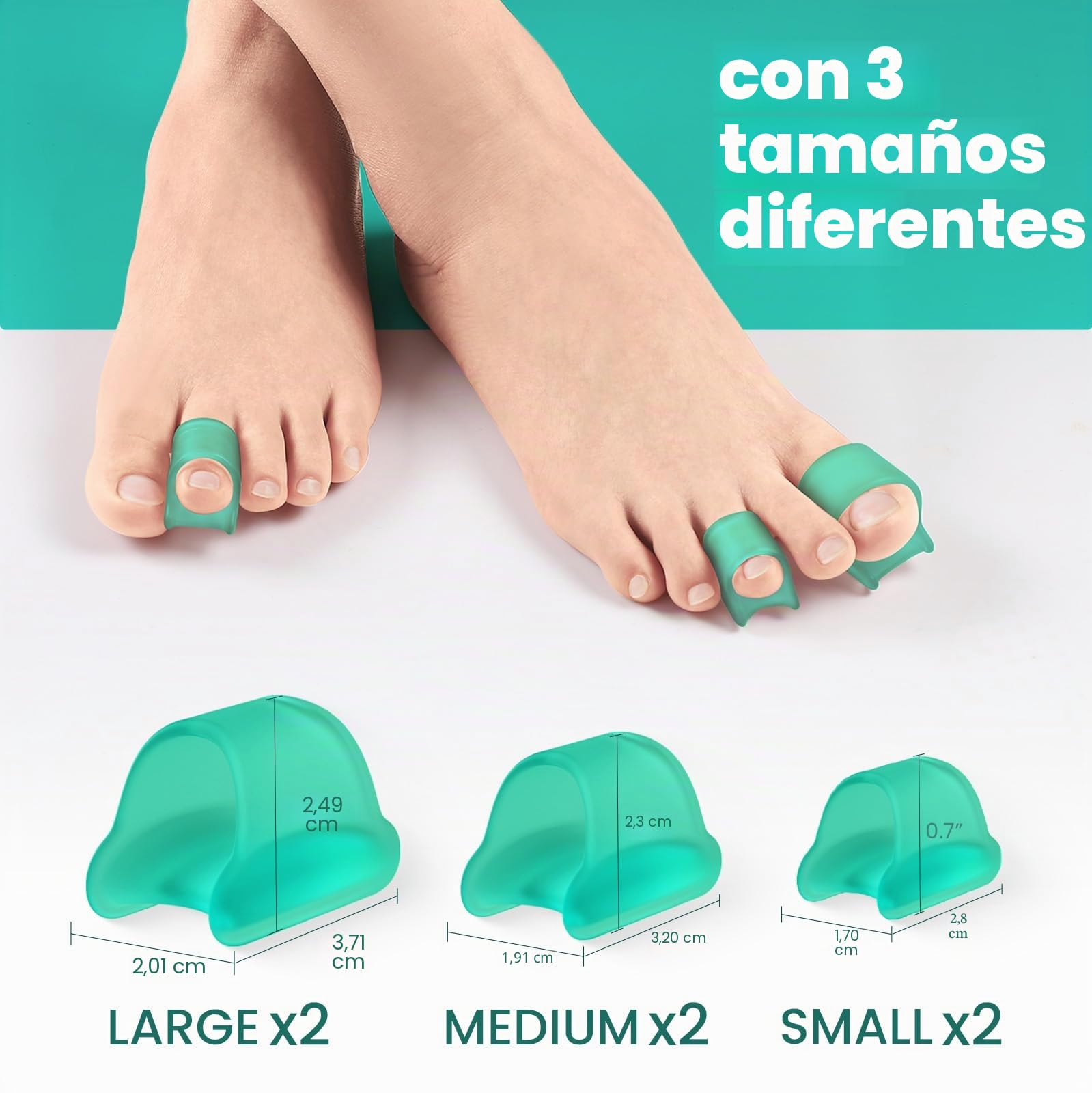 Hammertoe Corrector 6 Pack Toe Splints Soft Gel Toe Straighteners for Men Women 3 Sizes Green