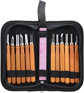 Sharp Polished Wood Carving zestaw noży ze stali SK2, 12 szt., Woodcut Knife zestaw do Wood Clay Wax Rubber Stamp Carving z kamieniem szlifierskim