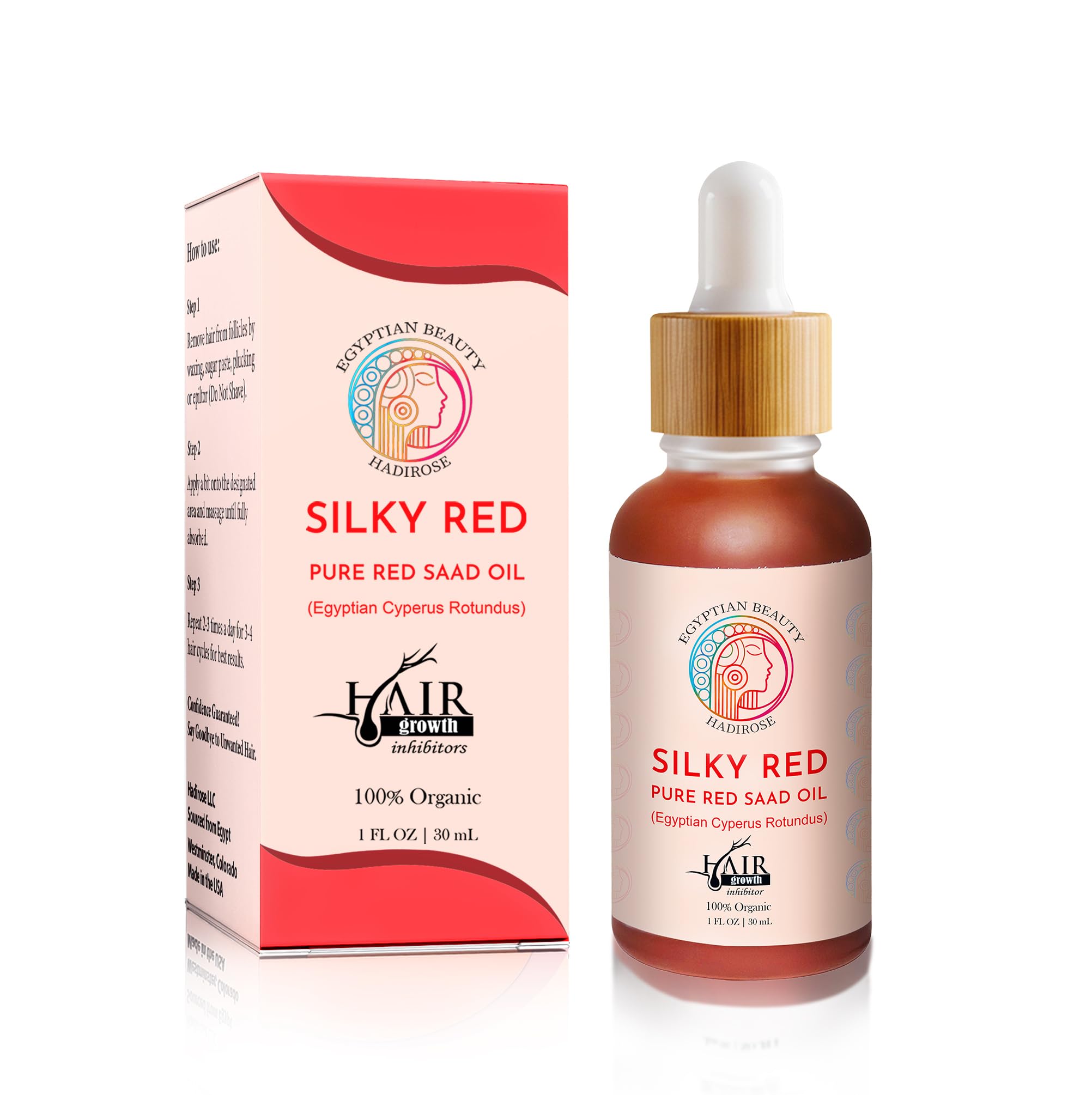 100 Egyptian Cyperus Rotundus All Natural Hair Removal Oil Pure Red Saad Oil Concentrate Post-Wax Care Skin Nourisher