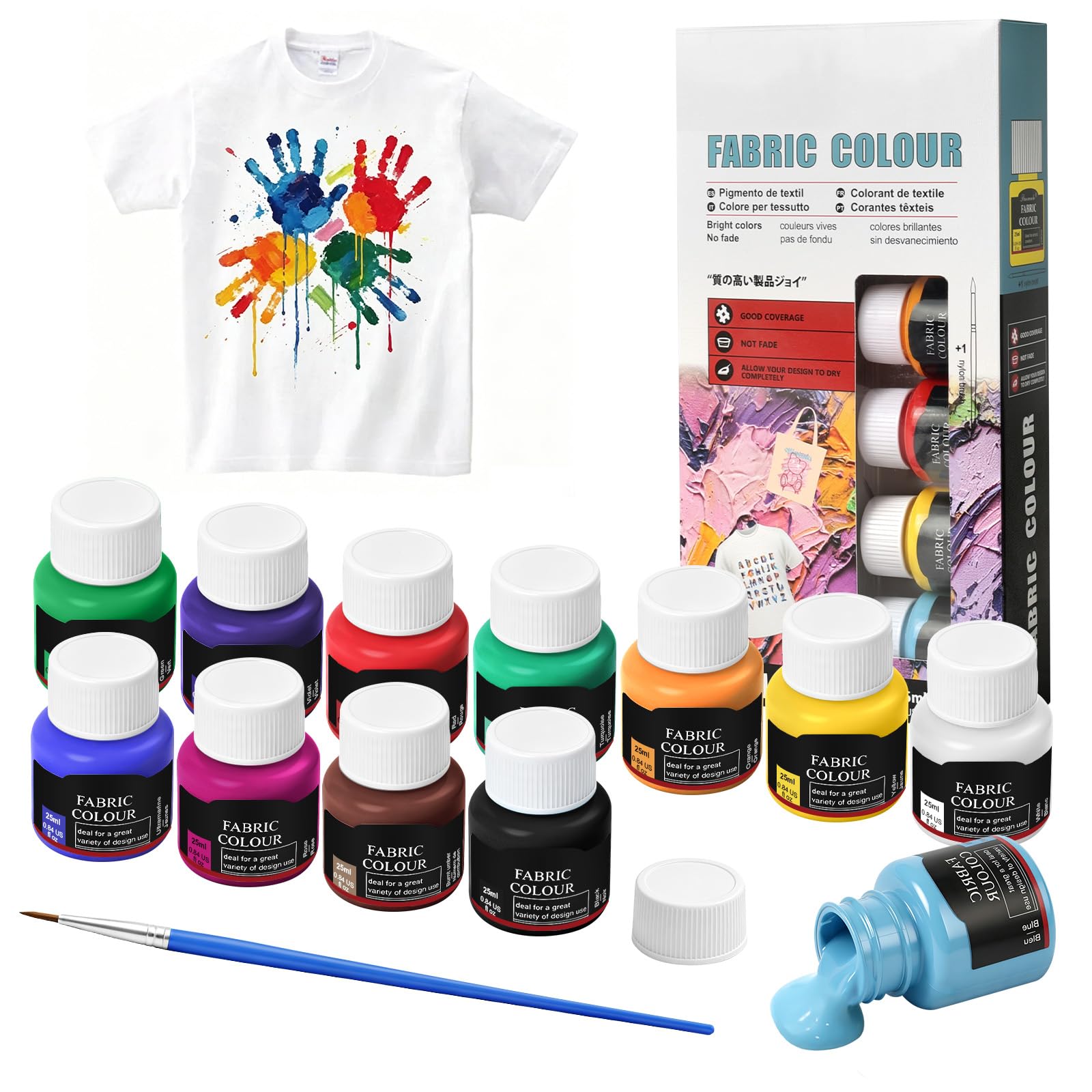 flintronic Fabric Paint Set, 12 Colors Fabric Paints for Clothes