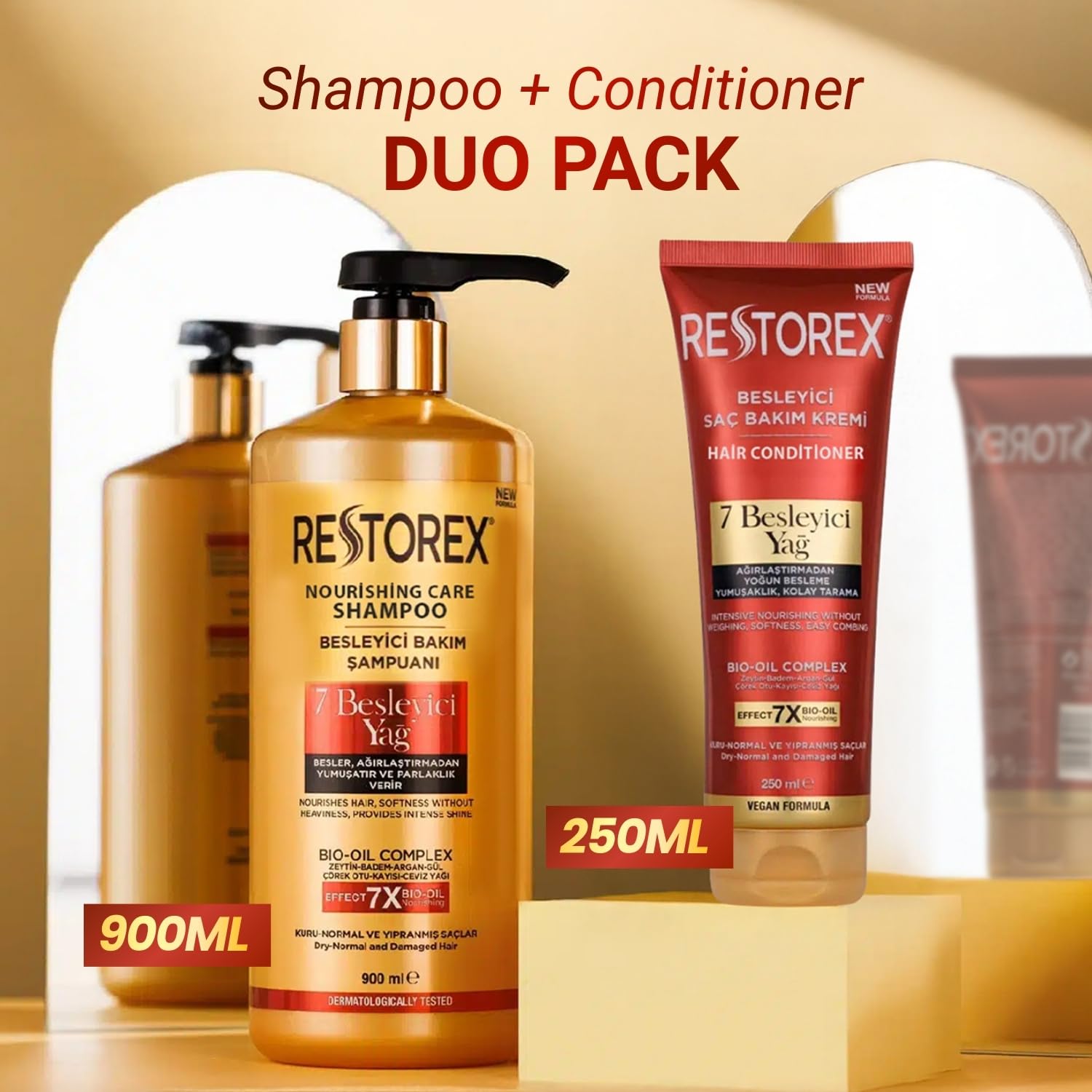 Restorex Bıo Oil Complex Nourıshıng Care Shampoo and Conditioner Set Dry Normal and Damaged Hair Moisturizing, Strengthening Almond and Black Cumin Seed Oil Women and Men Shampoo