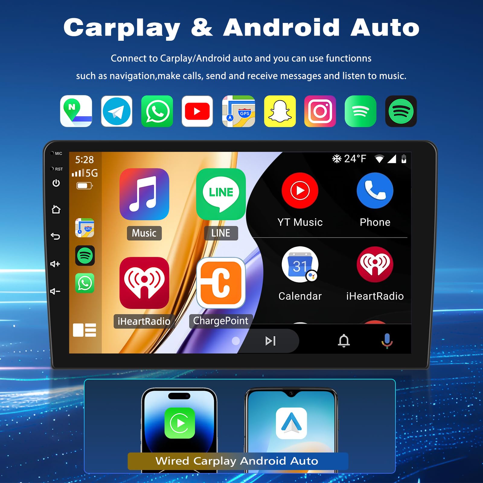 Autoradio Android 14 Radio Coche para Mercedes Benz Smart 453 Fortwo 2014-2022 con Carplay y Android Auto 9" Pantalla Táctil, Bluetooth 5.0 GPS Volante Control RDS WiFi BT Cámara & Mic, 2+32G