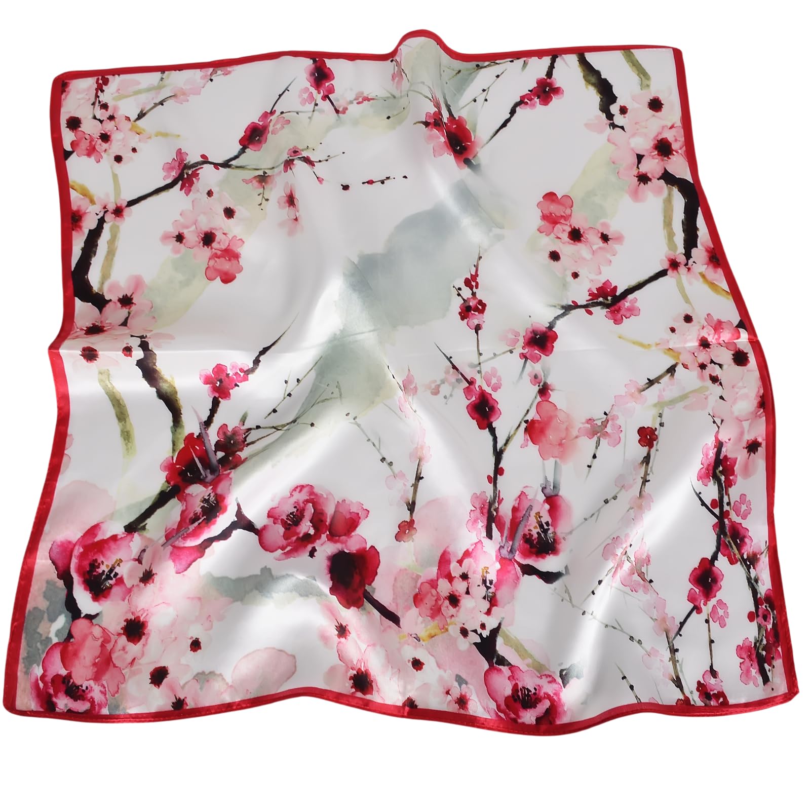 Bufanda para el cuello de seda de morera para mujer, ligera, con impresión digital, bufanda cuadrada pequeña, pañuelo para regalo, 53 x 53 cm