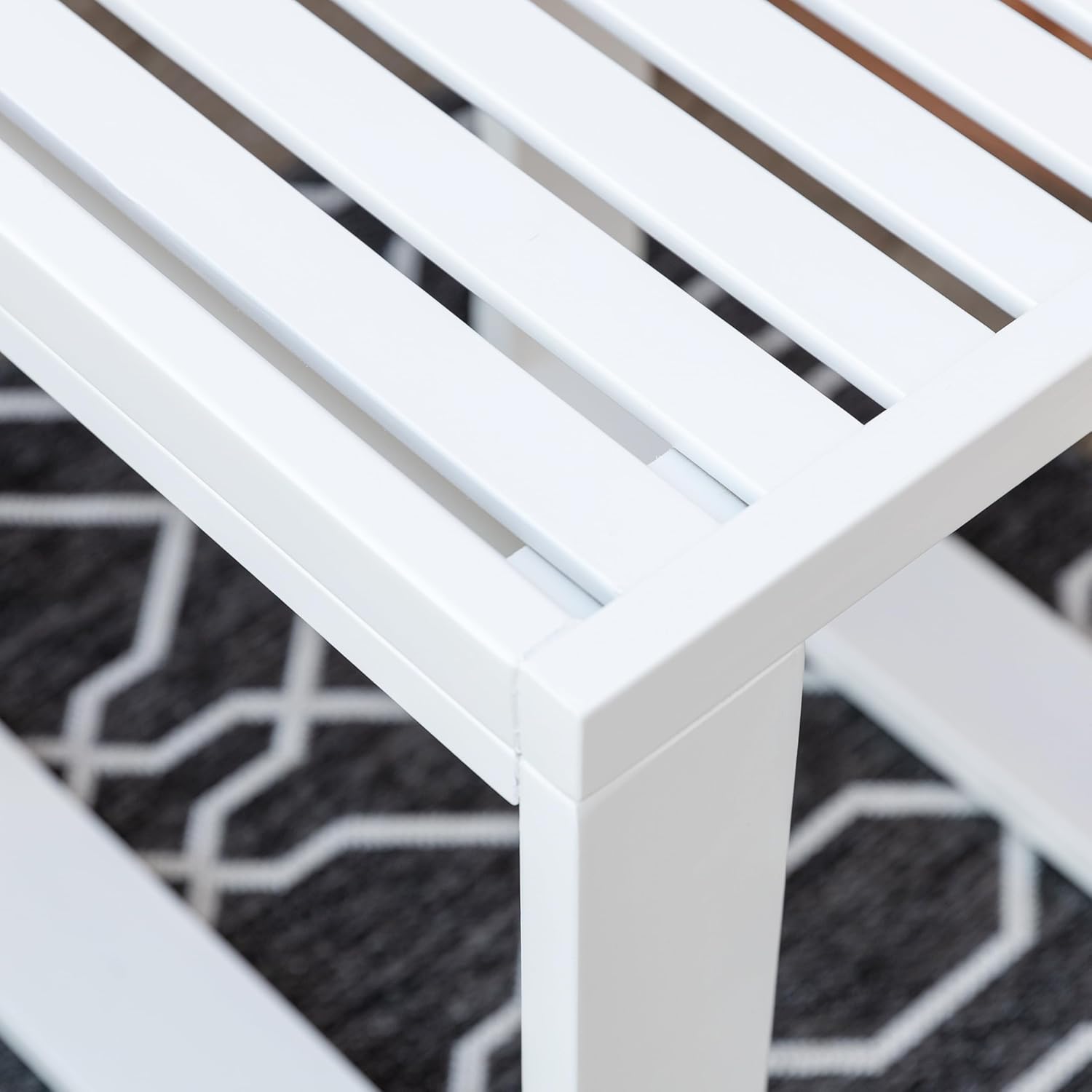 Linon Jakki White Solid Wood Outdoor Slat Top Side Accent Table