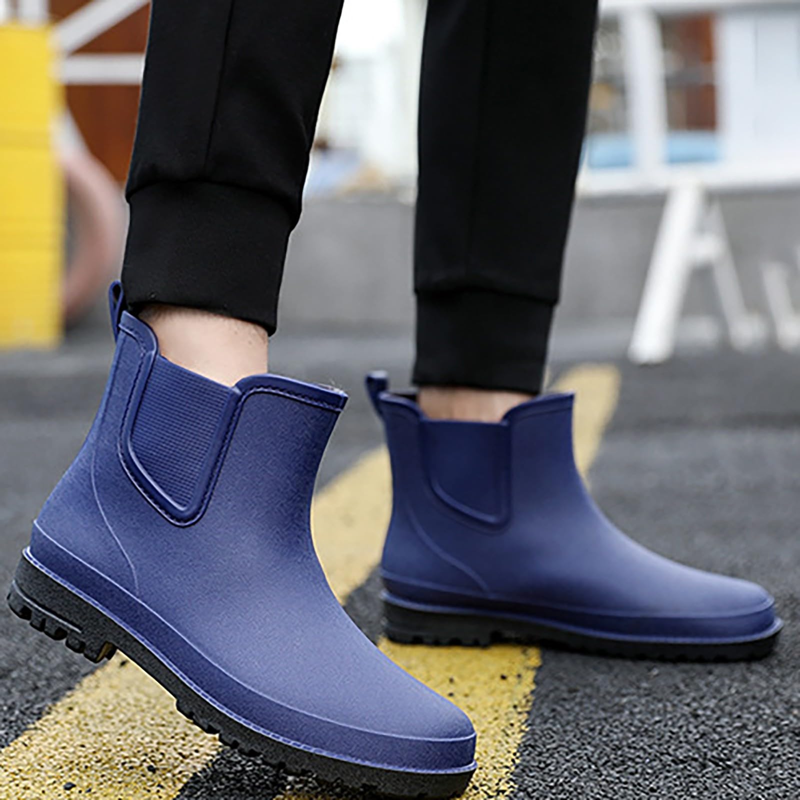 Botas de goma cortas para hombre, botas de lluvia impermeables, botines de goma, antideslizantes, zapatos de lluvia, botas de jardín, botas de lluvia, botas de goma, botas de goma