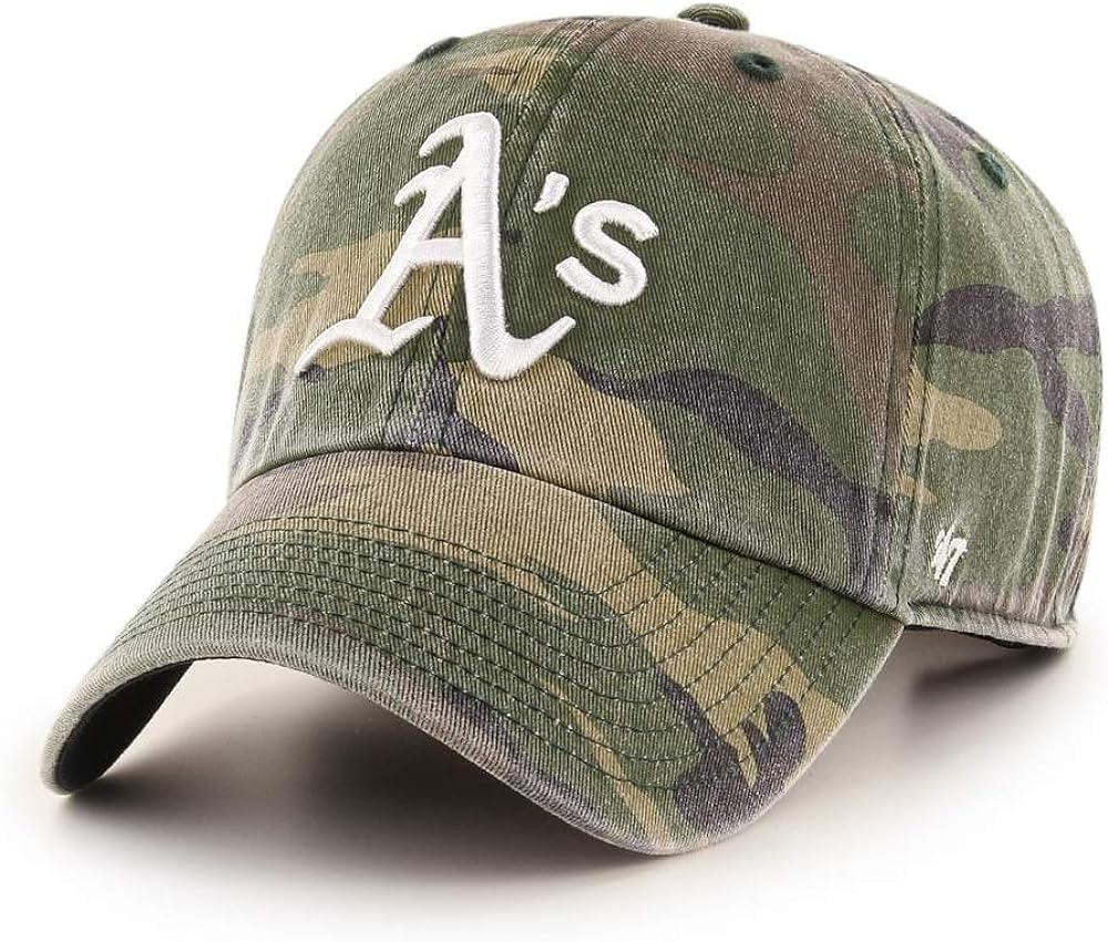 '47 MLB Unisex-Adult Camo Clean Up Adjustable Hat Cap One Size, Oakland Athletics, One size
