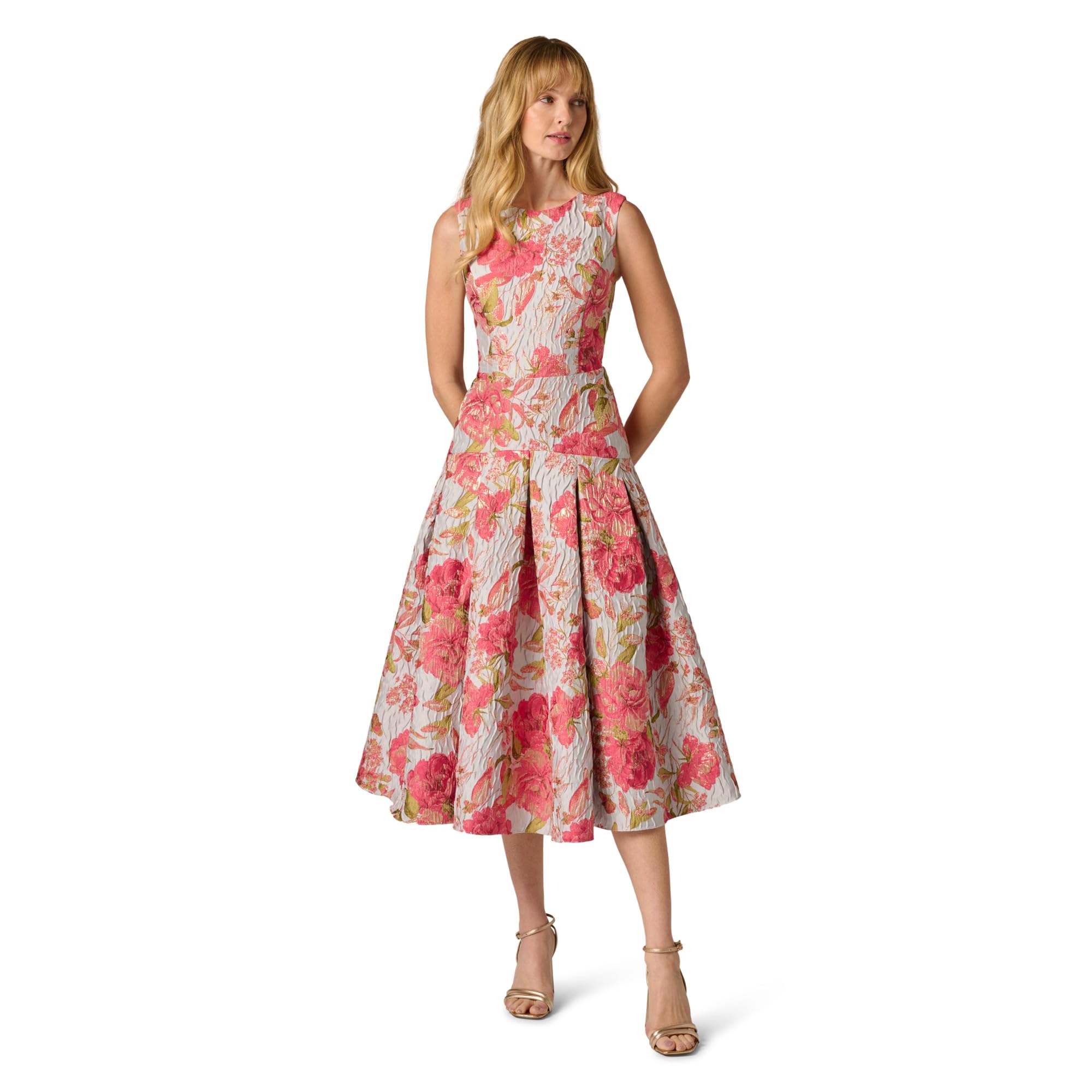 Adrianna Papell Women's Floral Jacquard Midi Dress