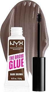 NYX Brow Glue Extreme Hold Tinted Eyebrow Gel Dark Brown - 16HR Flake-Free Styler for Laminated Brows