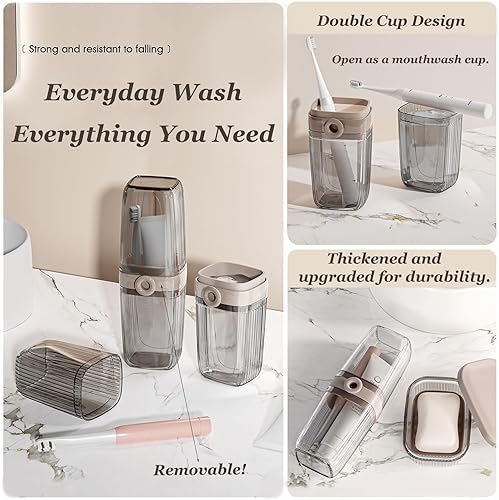 Miniatura 3 de Estuche de viaje para cepillo de dientes, soporte portátil para cepillos de dientes, funda multifuncional para cepillos de dientes, adecuada para