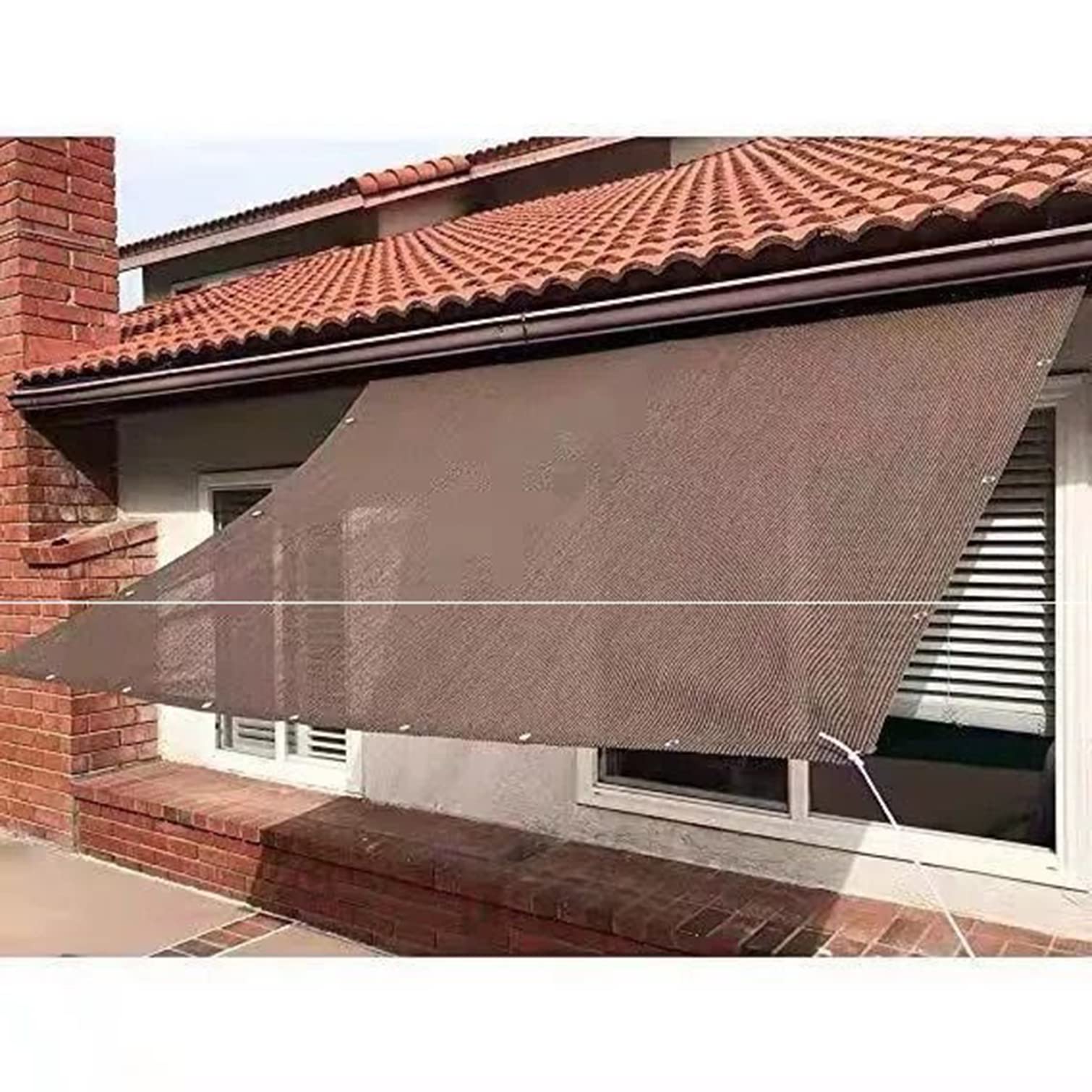 Red de Sombra para Exteriores,Malla Sombreadora Anti-UV 90%,Solar Sombra Paño,Toldo Vela de Sombra Marrón,Malla de Ocultación Anti-Âge,para Invernadero/Balcón/Patio/Techo/Cochera (4x5m/13x16.4ft)