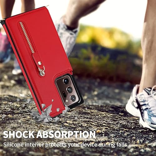 Miniatura 3 de Funda tipo cartera cruzada para Samsung Galaxy Note 20 Ultra con soporte para ranura para tarjetas de bloqueo RFID, funda magnética con tapa