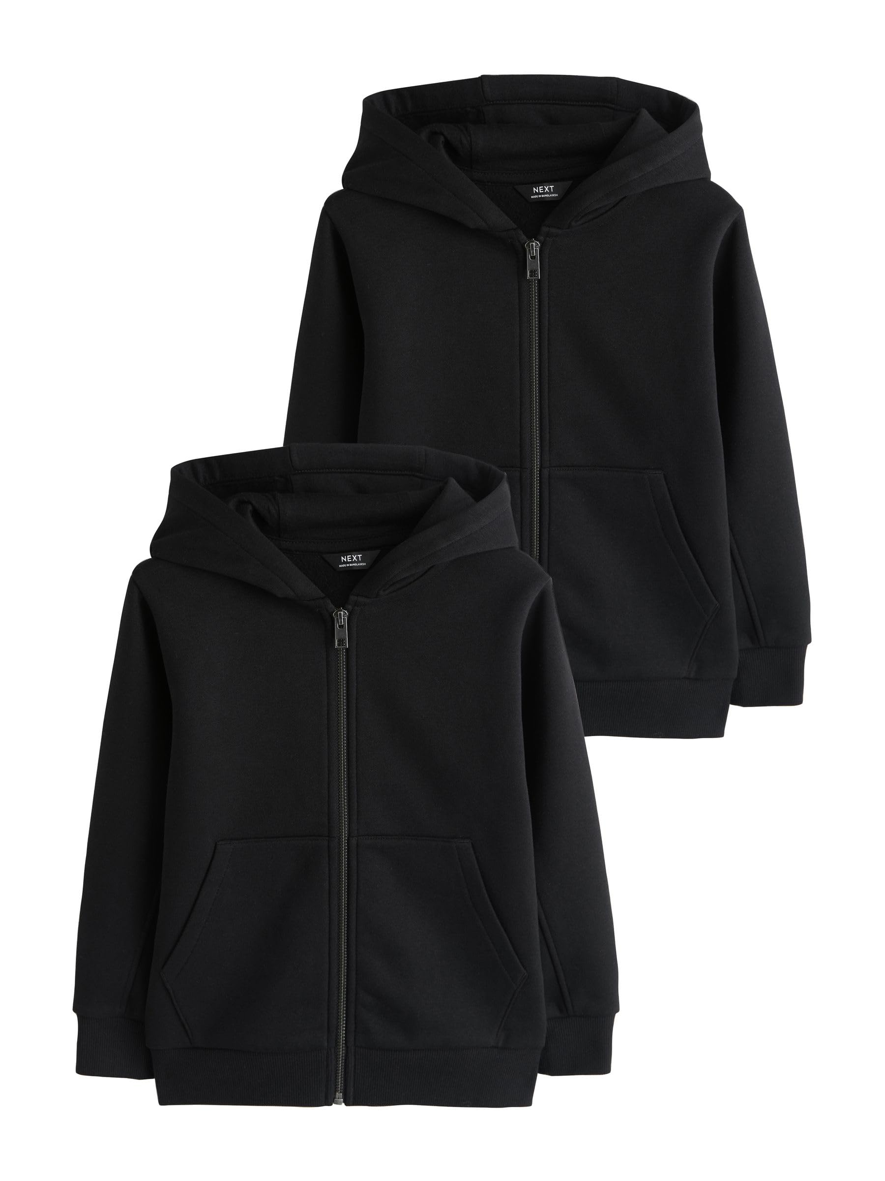 NEXT Ragazzo Confezione da 3 Felpe Tinta Unita con Cappuccio e Zip | Bambino, 2 Pack, Lavabile in lavatrice