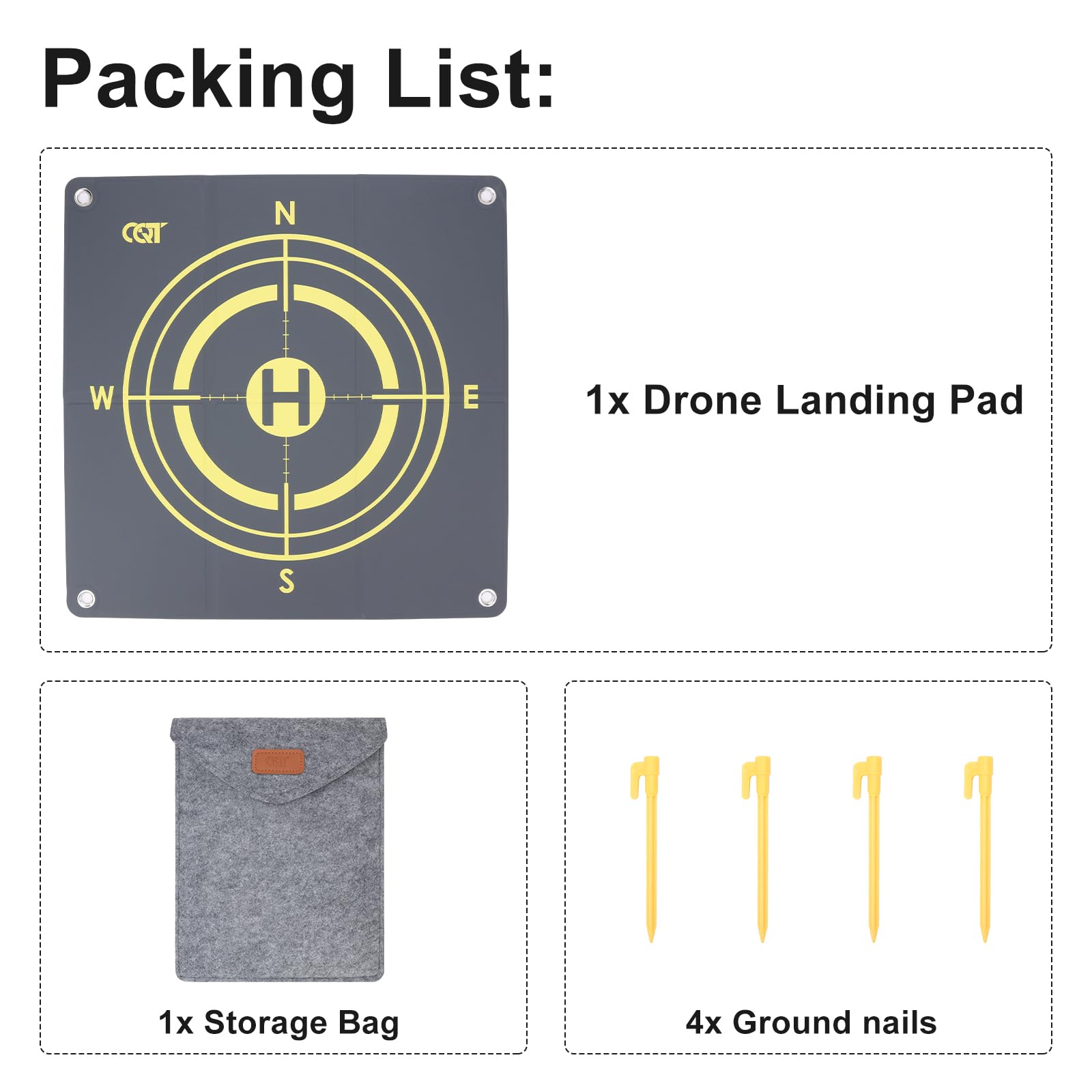 CQT Drone Landing Pad Universal Waterproof Weighted Portable Fast-Foldable Helipad Launch for DJI Mavic 3 Pro/Mini 2 SE/Air 2 2S/Mini 3 4 Pro/Mavic 2/Holy Stone/FPV/Avata 2/RC Quadcopters Accessories (55CM Yellow+Dark Gray)
