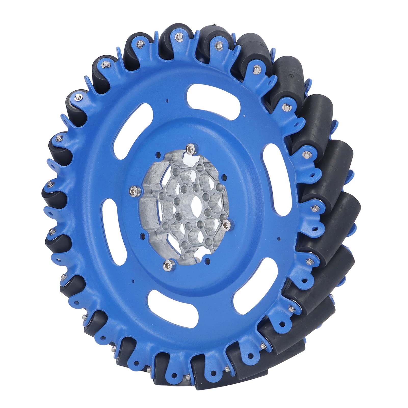 Marhynchus Rueda Omnidireccional Robot de 8 Pulgadas Rueda Omnidireccional SPCC Rodillos de TPU de Aluminio y Acero Movimiento de 45 Grados Ancho de 40 Mm para Robots Pequeños Piezas de Chasis de