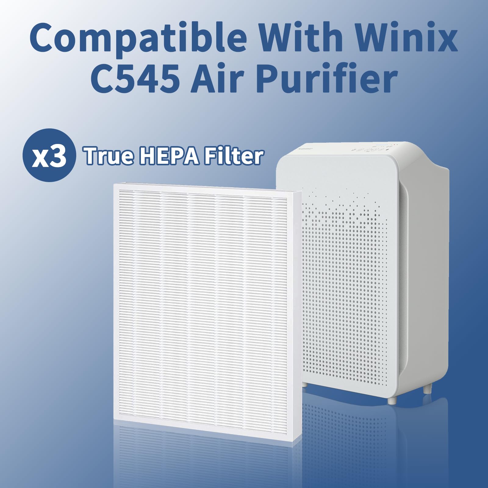 3 Pack C545 True HEPA Replacement Filter S Compatible with Winix C545, B151, P150, 9300 Air Purifier Replacement for Winix S Filter Part 1712-0096-00 and 2522-0058-00