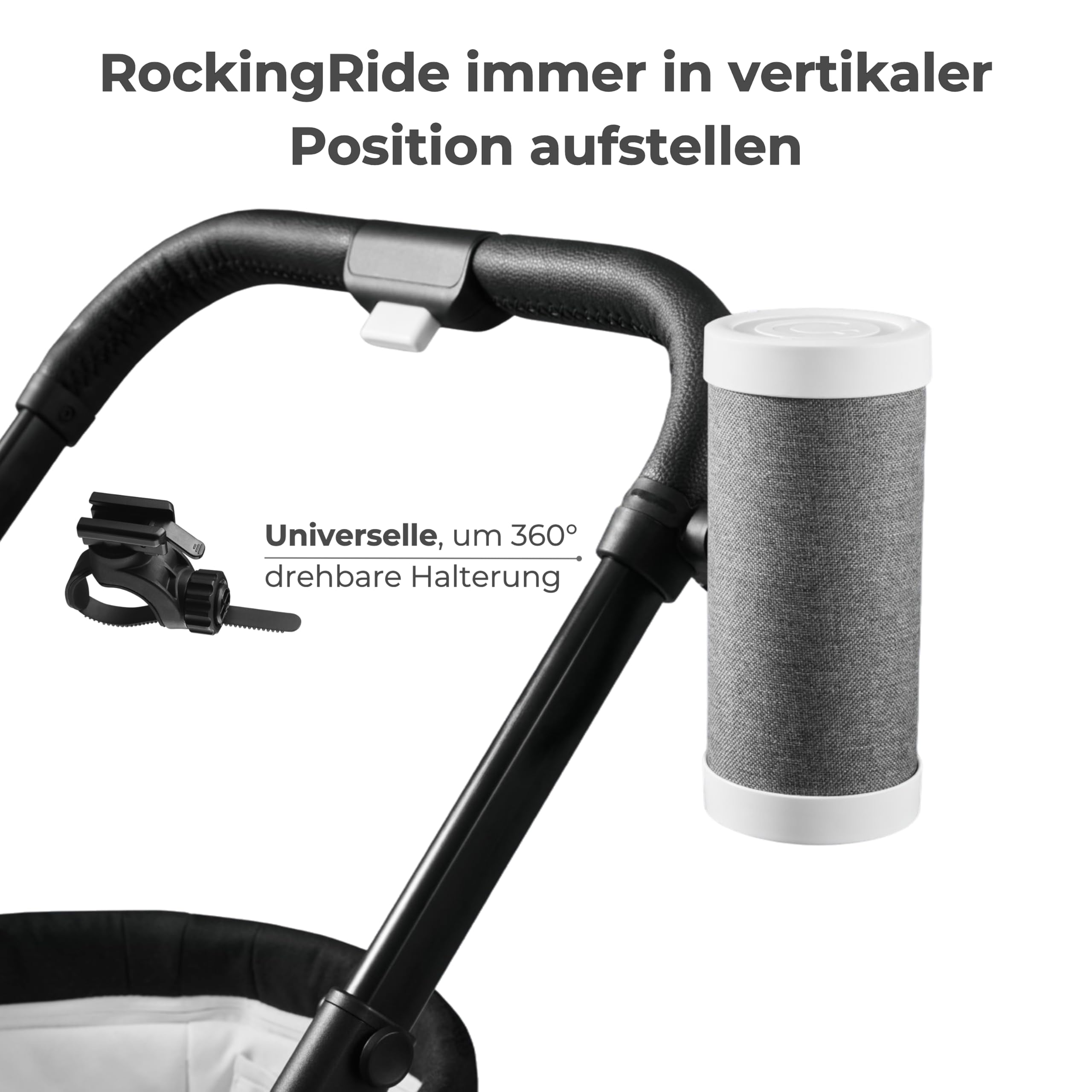 Elektrischer Kinderwagen Schaukler – Einschlafhilfe für Babys, Automatischer Baby Rocker für Kinderwagen & Buggy, 3 Stufen, Leise, 30 Std Akku, USB-C, LED – RockingRide PRO