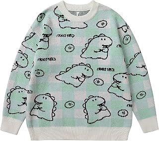 PENNY73 Men's Crewneck Sweater Novelty Cute Small Dinosaur Long Sleeve Matching Couples Sweatshirt