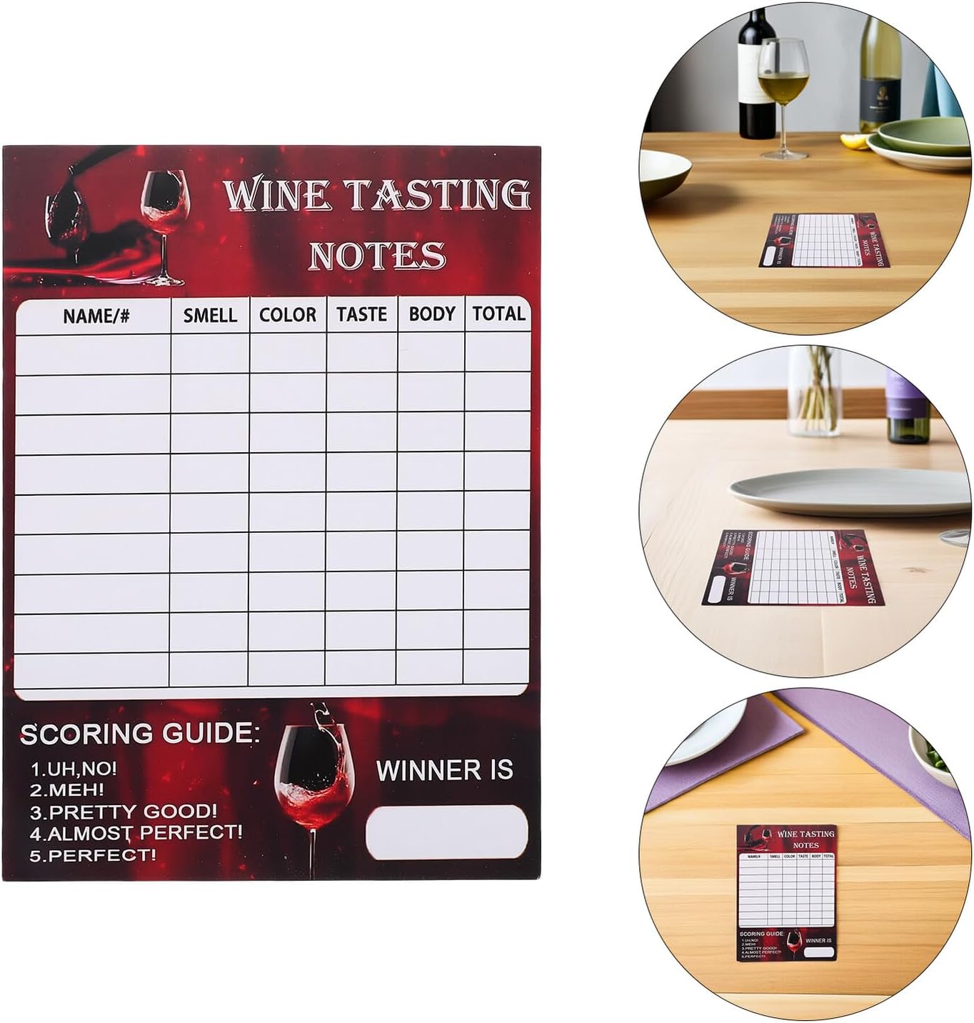 30pcs Wine Tasting Feedback Cards with Aroma Notes and Score Sheets Professional Wine Tasting Judge Cards 18x12.6cm Party Supplies