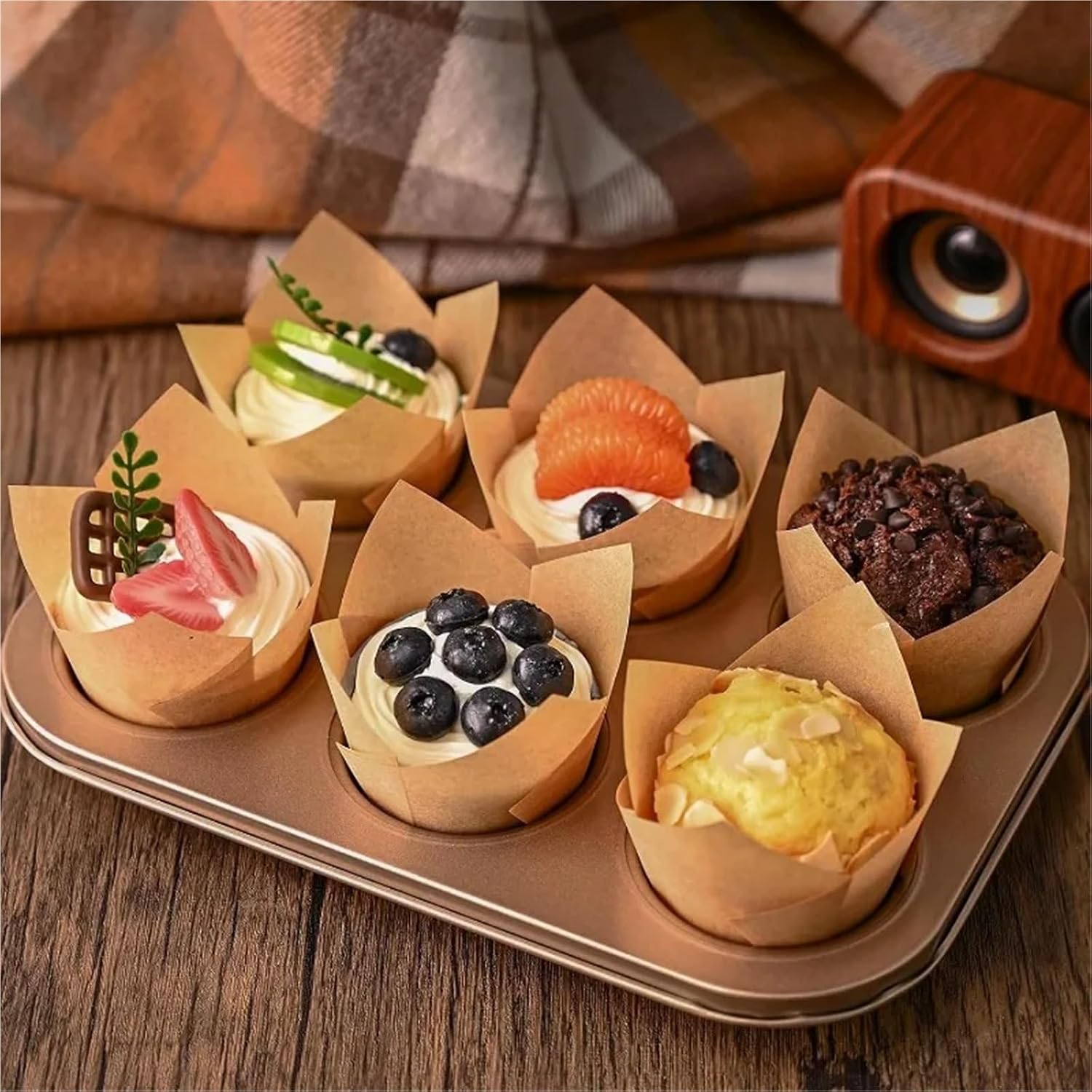 300Pcs Natural Tulip Cupcake Liners for Baking, Parchment Paper Muffin Liners