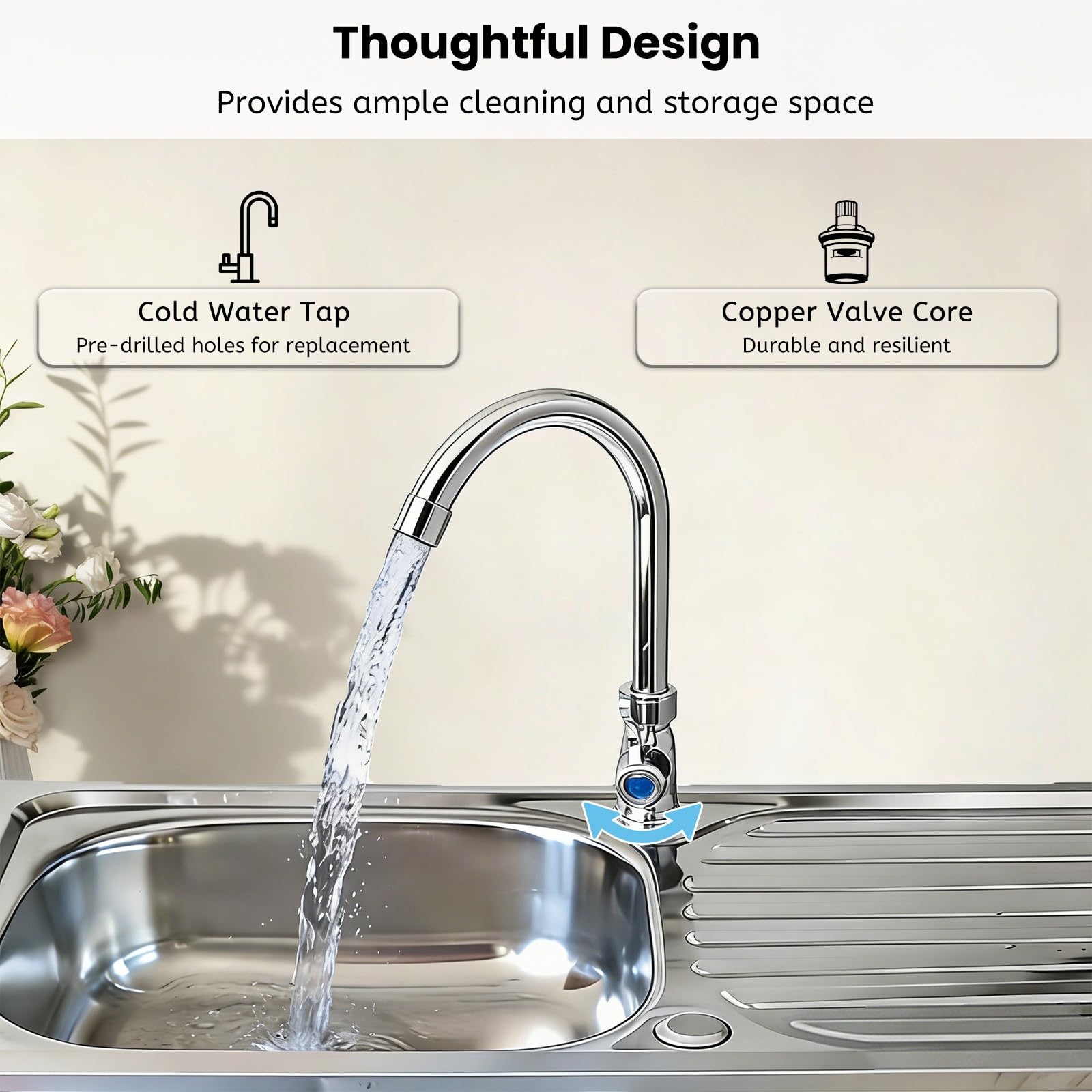 Freistehende Edelstahl-Spülbecken mit Wasserhahn für Außenküche, Garage und Waschküche