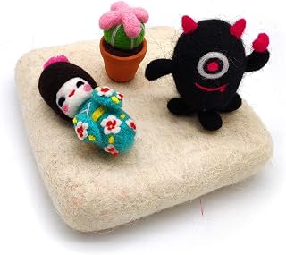 Artec360 100% Woolen Needle Felting Mat Eco-Friendly Natural Wool Mat for Needle Felting Kit 6"x6"x2" (1pc Off-White)