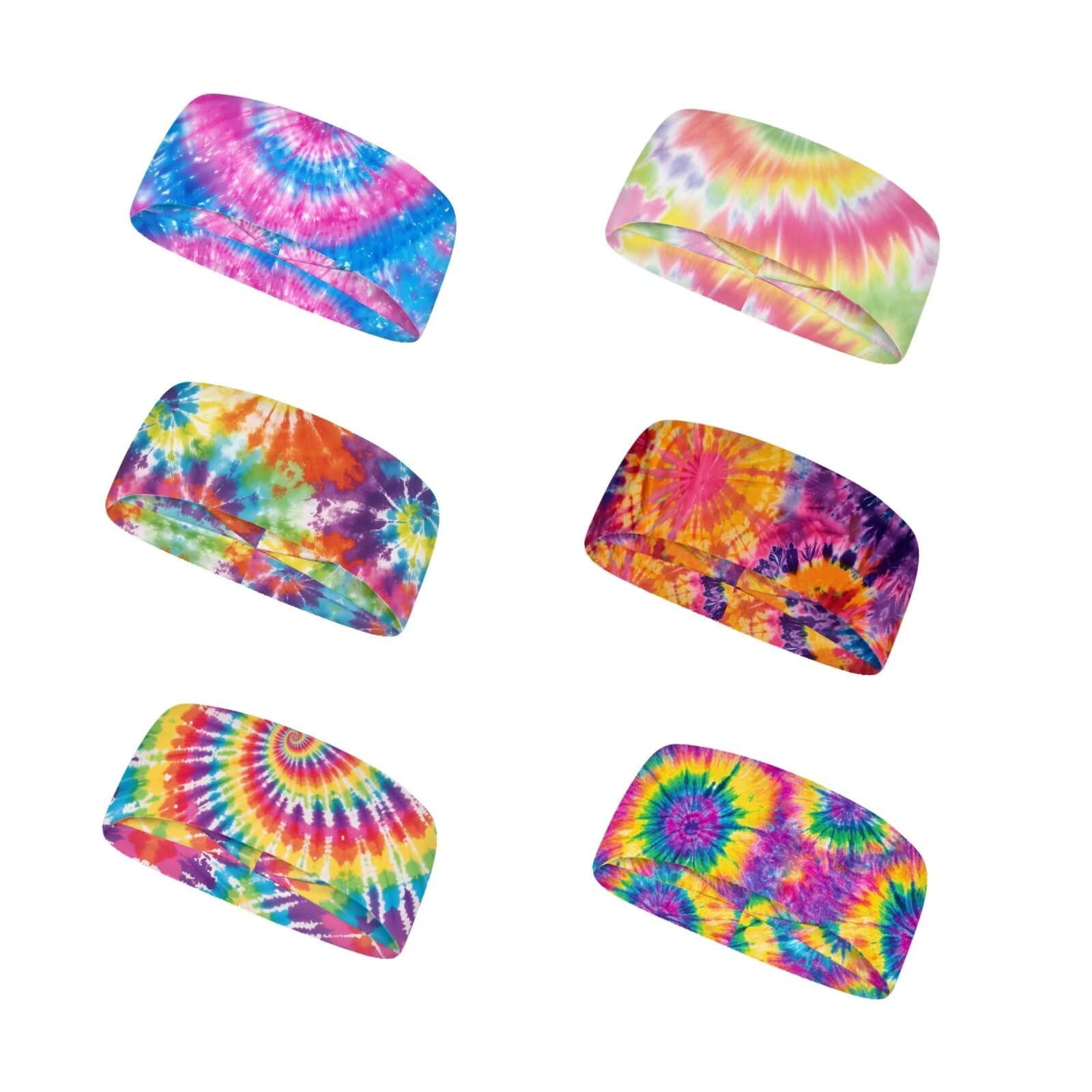 Forchrinse Sunflower with Text Print 6Pieces Sport Sweatband Headband for Soft Elasitc Headband Hair Bands Unisex Outdoor Sport Headbands