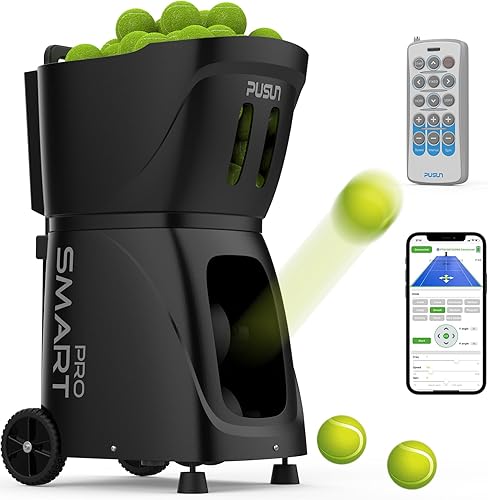 Miniatura 8 de PT-Smart Pro - Máquina de pelotas de tenis, lanzador de pelotas de tenis de pádel con control de aplicación/control remoto/iWatch, capacidad de 115