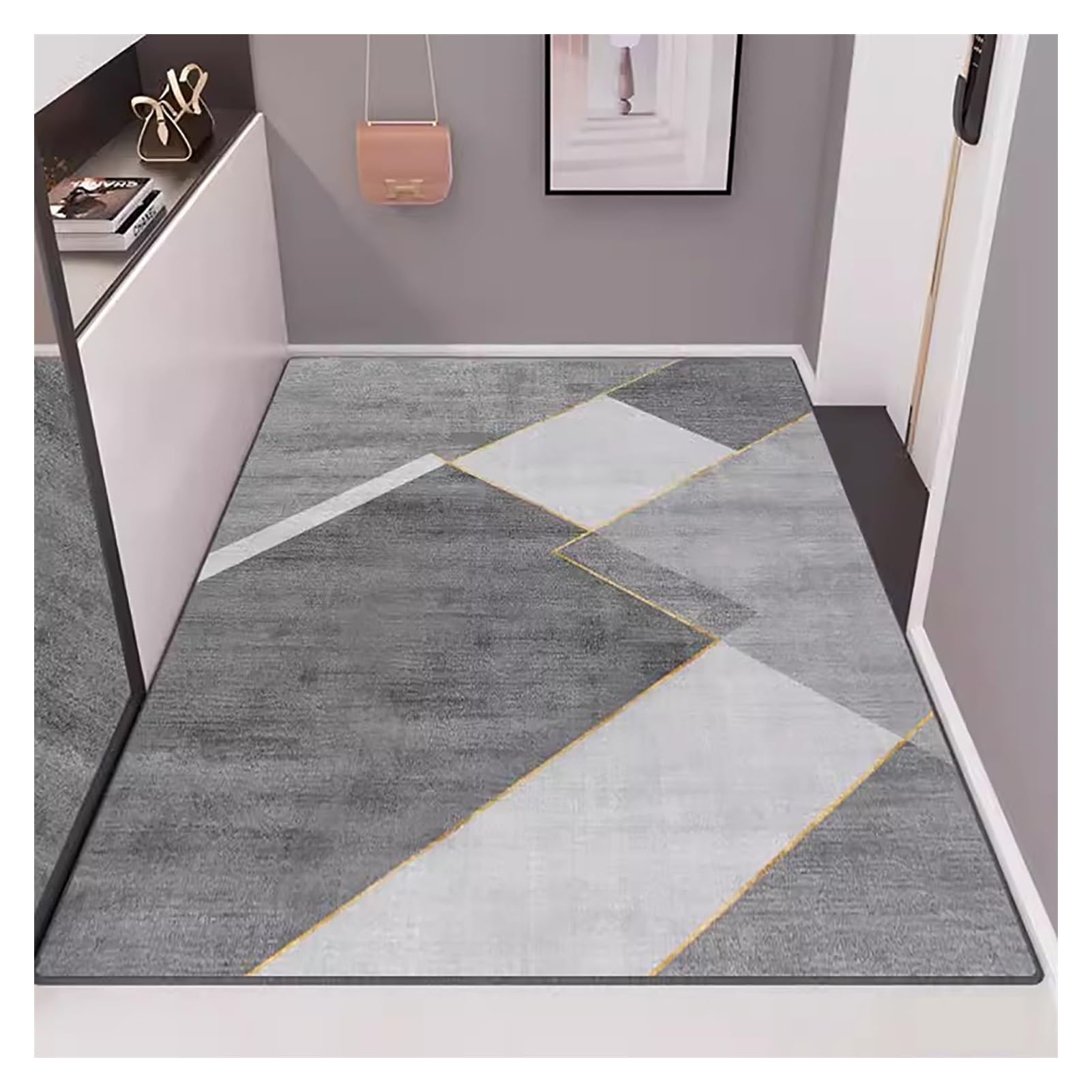Tapis de couloir antidérapant chic et doux à poils courts pour chambre