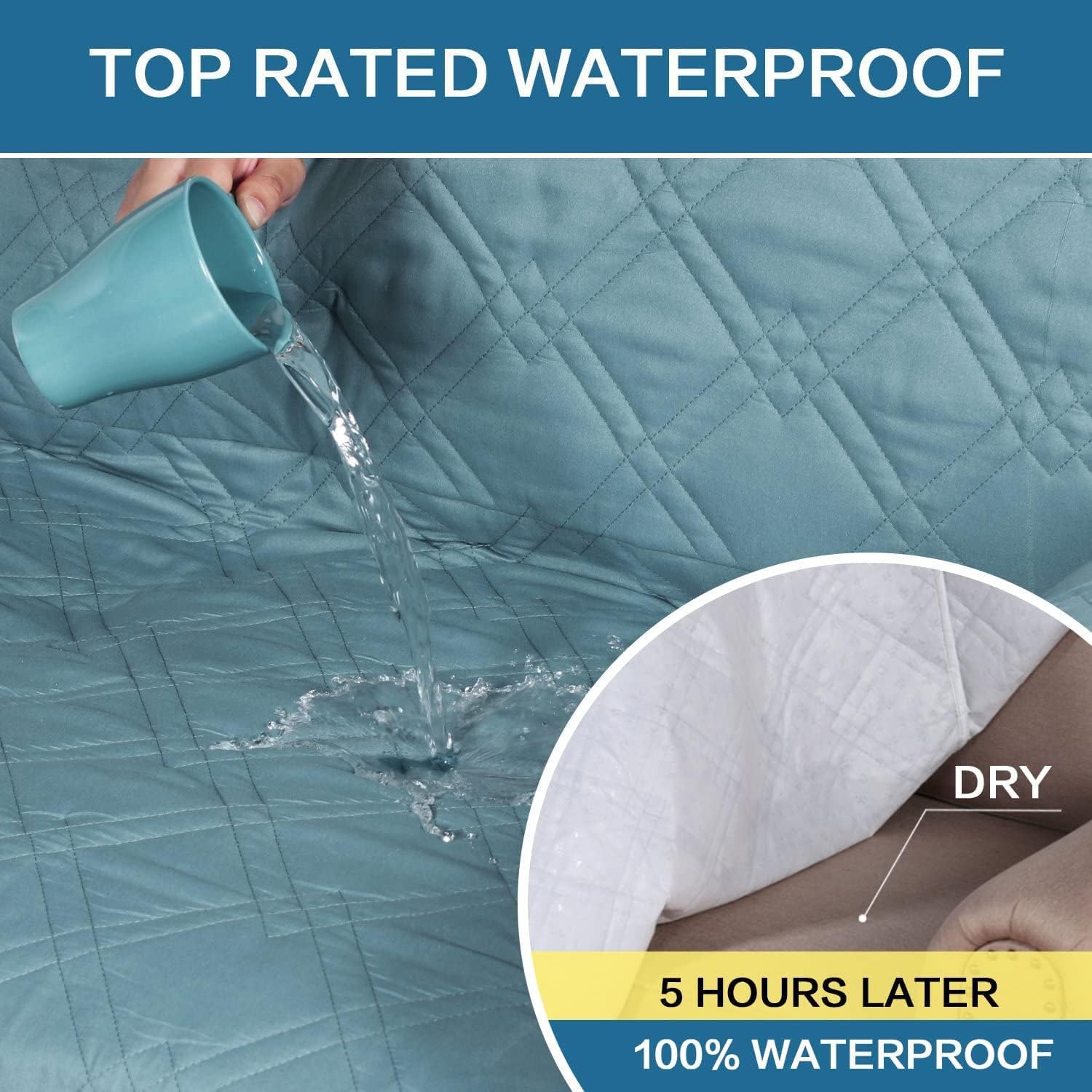 H.VERSAILTEX 100% Waterproof Sofa Slipcover Washable Loveseat Cover for 2 Cushion Cover Non-Slip Furniture Protector with Silicone Backing Couch Cover for Pets (Oversized Loveseat, Stone Blue)