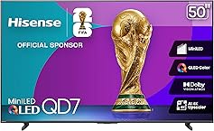 Hisense 50" Class QD7 Series Mini-LED 4K UHD Smart Fire TV (50QD7QF, 2025 Model) - QLED, HDR10+, Dolby Vision, Dolby Atmos, Game Mode Plus, ALLM, Alexa Built in with Voice Remote, Streaming TV, Black