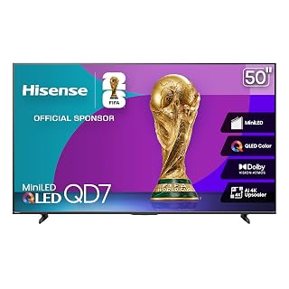 Hisense 50QD7QFM - 50" 4K Smart Mini-LED Fire TV (2025 Model), QLED Color, 60Hz Game Mode PRO, Dolby Vision, Dolby Atmos, AI Smooth Motion with MEMC, Alexa Built in with Voice Remote - Amazon product rated Grade A
