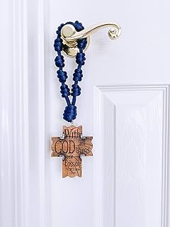 Door Knob Rosary - Catholic Hanging Decoration - Blessing for a New House - Religious Housewarming Gift (Navy Blue)