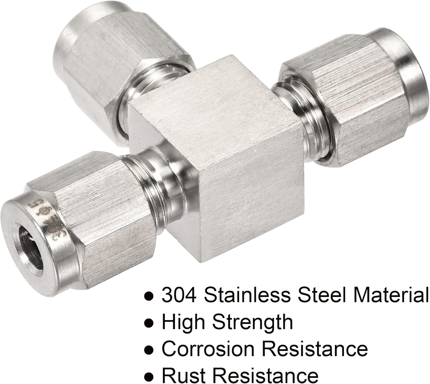 MECCANIXITY Quick Connect Air Line Compression Fittings 304 Stainless Steel 5mm OD Tube 3 Way T Type Tee Union Splitter Connector