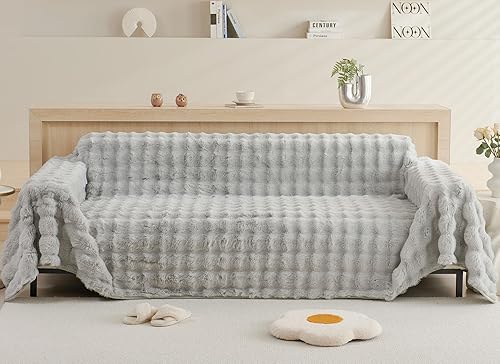 Miniatura 8 de vctops Funda de sofá de lujo de piel sintética gruesa y cálida, pesada para sofá seccional, para sala de estar, mullida, acogedora, para mascotas,