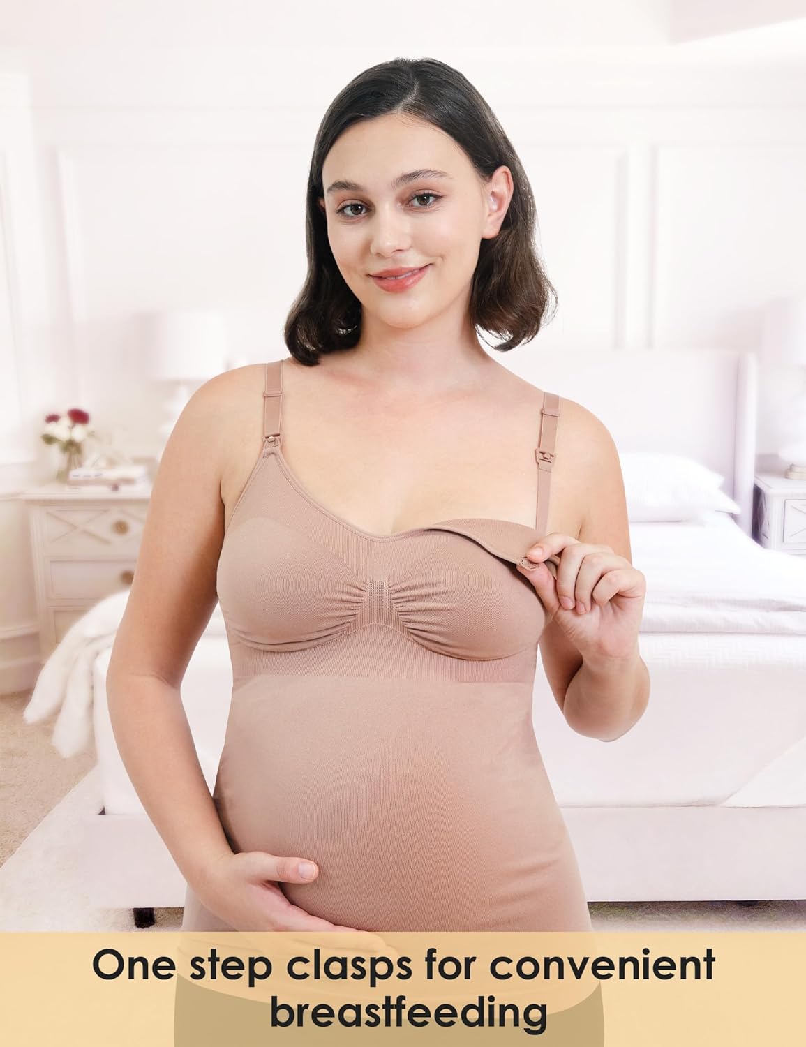 HOFISH Support Nursing Tank Tops for Breastfeeding, Comfort Stretch Maternity Camisoles - Image 3