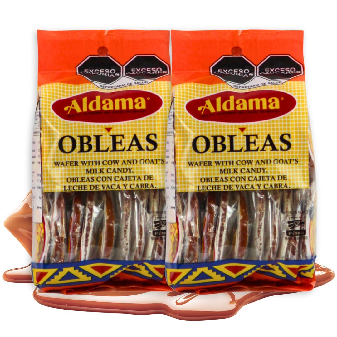 ALDAMA Mini Obleas Milk Candy Wafers – Traditional Mexican Cajeta Wafer Candy, Individually Wrapped (2-Pack, 20 Piece Per Pack)