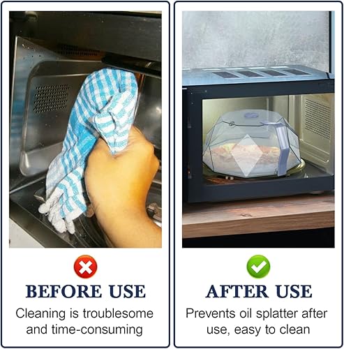 Miniatura 4 de Alipis Cubierta para platos de microondas con diseño geométrico de 11.22 x 10.23 x 4.56 pulgadas, tapa de calefacción para alimentos y microondas,