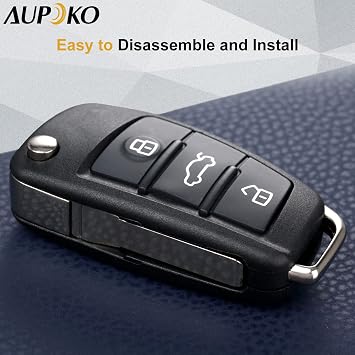 Aupoko Keyless Entry Remote Key, 3 Buttons Replacement Key Shell Case, Compatible with for A3 A4 A6 A8 TT Q7 S6 Quattro, Replace for MYT8Z0837231, 4D0837231E, 4D0837231P, MYT-4073A Remote Key Case