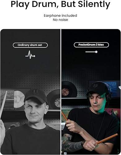 Miniatura 4 de AeroBand Batería electrónica PocketDrum2 MAX 2025, palillos de batería de aire y pedales y adaptador Bluetooth, toca la batería en cualquier lugar y