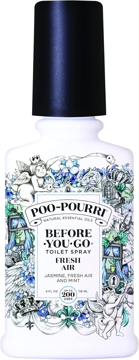 Poo-Pourri Fresh Air Toilet Spray 4oz - Jasmine Mint Odor Eliminator, Plant-Based Essential Oils, 200 Uses for Bathroom Home Office