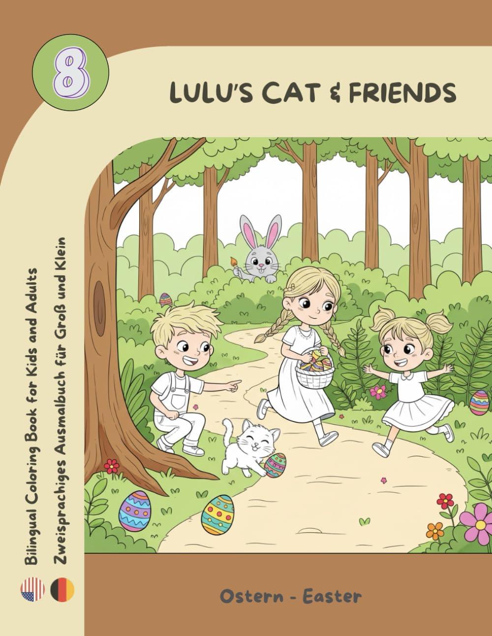 Lulu's Cat and Friends: Ostern - zweisprachiges Ausmalbuch (deutsch/englisch) mit Bastelteil