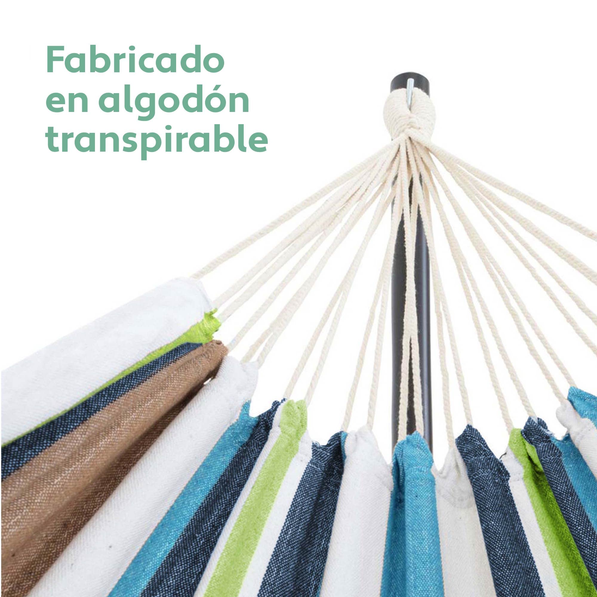 Vita5 Hamaca con Soporte – Estructura Ajustable de 290 a 330 cm – Hamaca Grande de 80% Algodón y 20% Poliéster para Jardín, Terraza, Balcón y Camping – Incluye Bolsa de Transporte