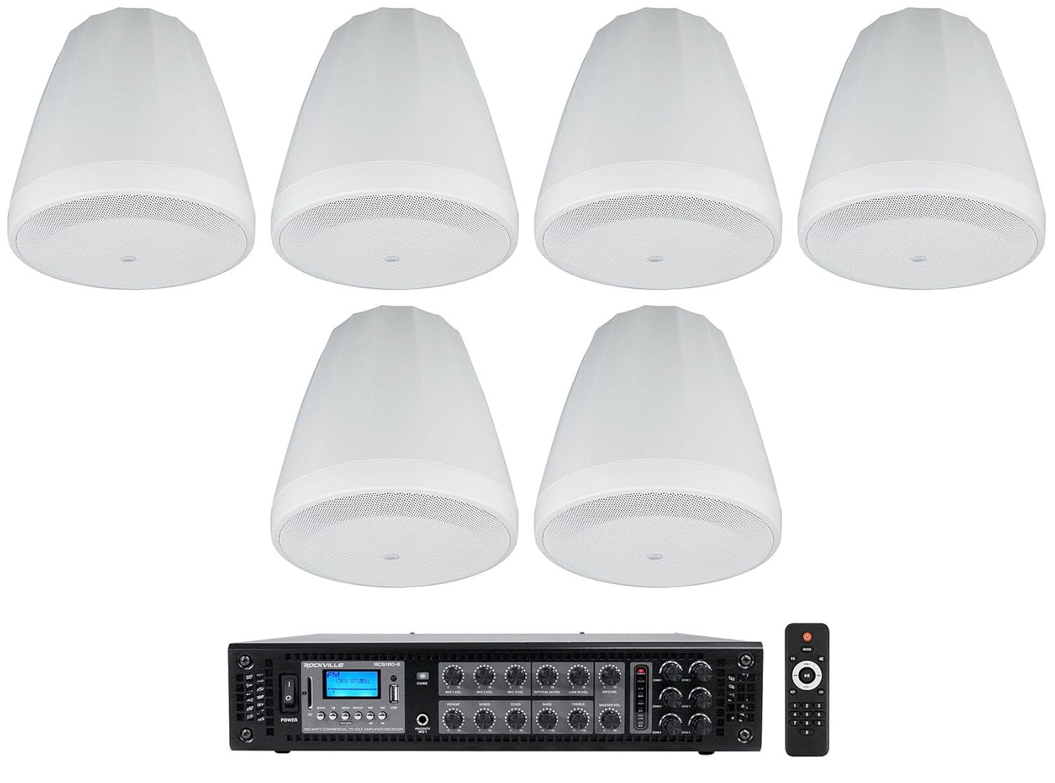 Rockville RCS1806 180 Watt 6 Zone 70V Commercial